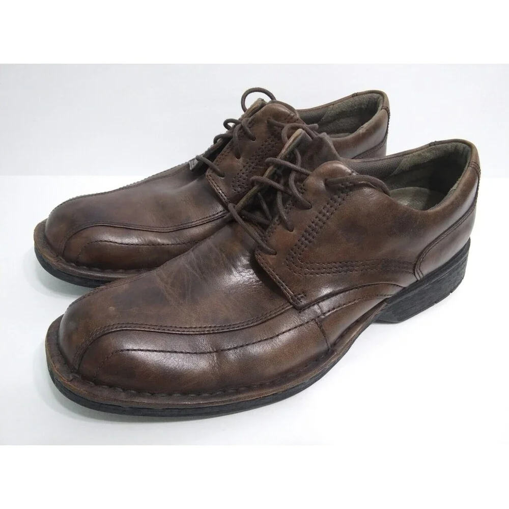 Clarks Men's Size 10.5 Booker Brown Antique Leather Distressed Oxfords Lace Up - Picture 1 of 11